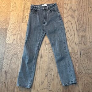 Abercrombie ankle straight ultra high rise black wash jeans